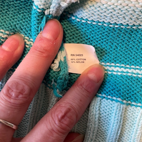 Gap Blue/Aqua/White Stripe Turtleneck Sweater - XL - Picture 4 of 4
